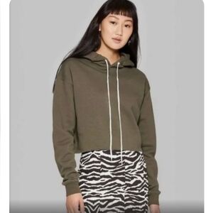 Hunter green cropped hoodie